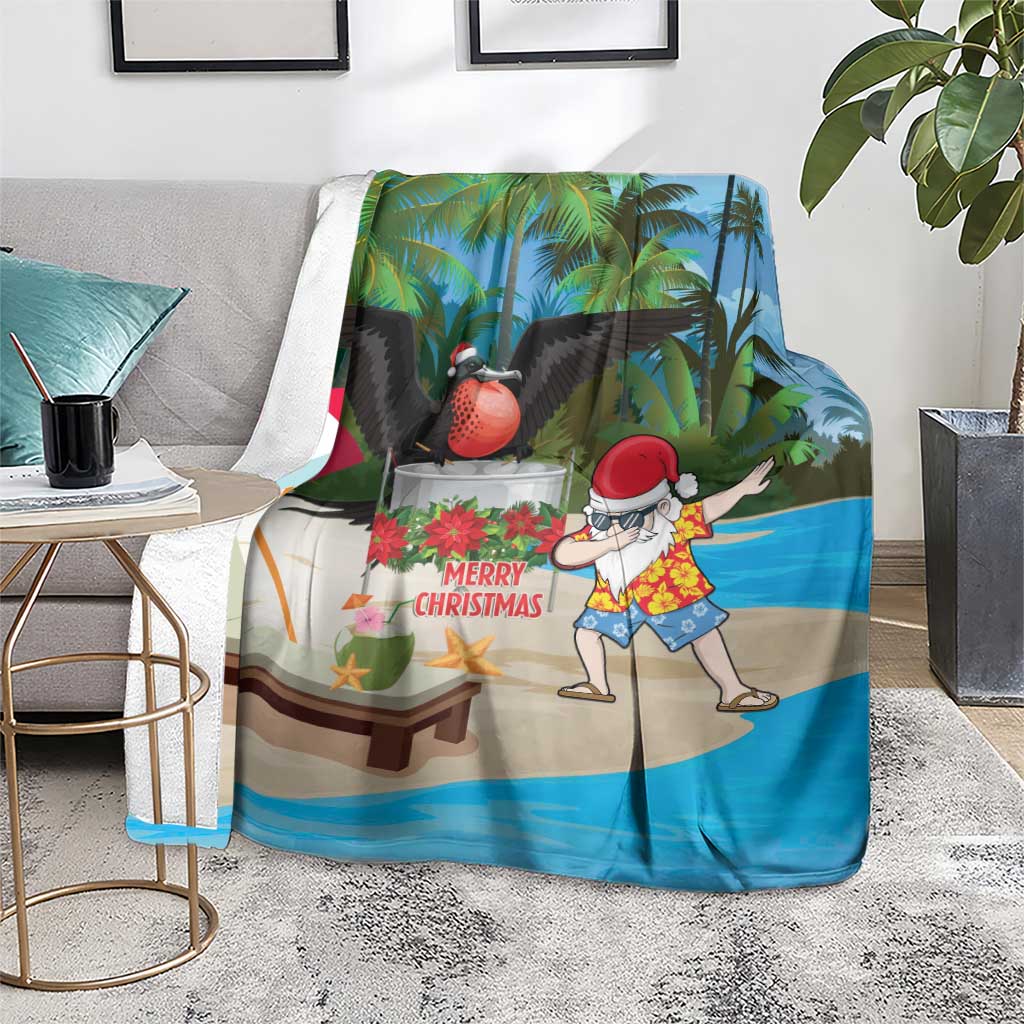 Antigua And Barbuda Christmas Blanket Magnificent Frigatebird Dabbing Santa - Wonder Print Shop
