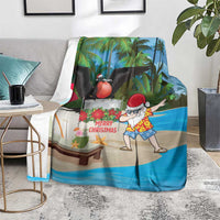 Antigua And Barbuda Christmas Blanket Magnificent Frigatebird Dabbing Santa - Wonder Print Shop