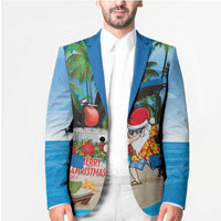 Antigua And Barbuda Christmas Blazer Magnificent Frigatebird Dabbing Santa - Wonder Print Shop