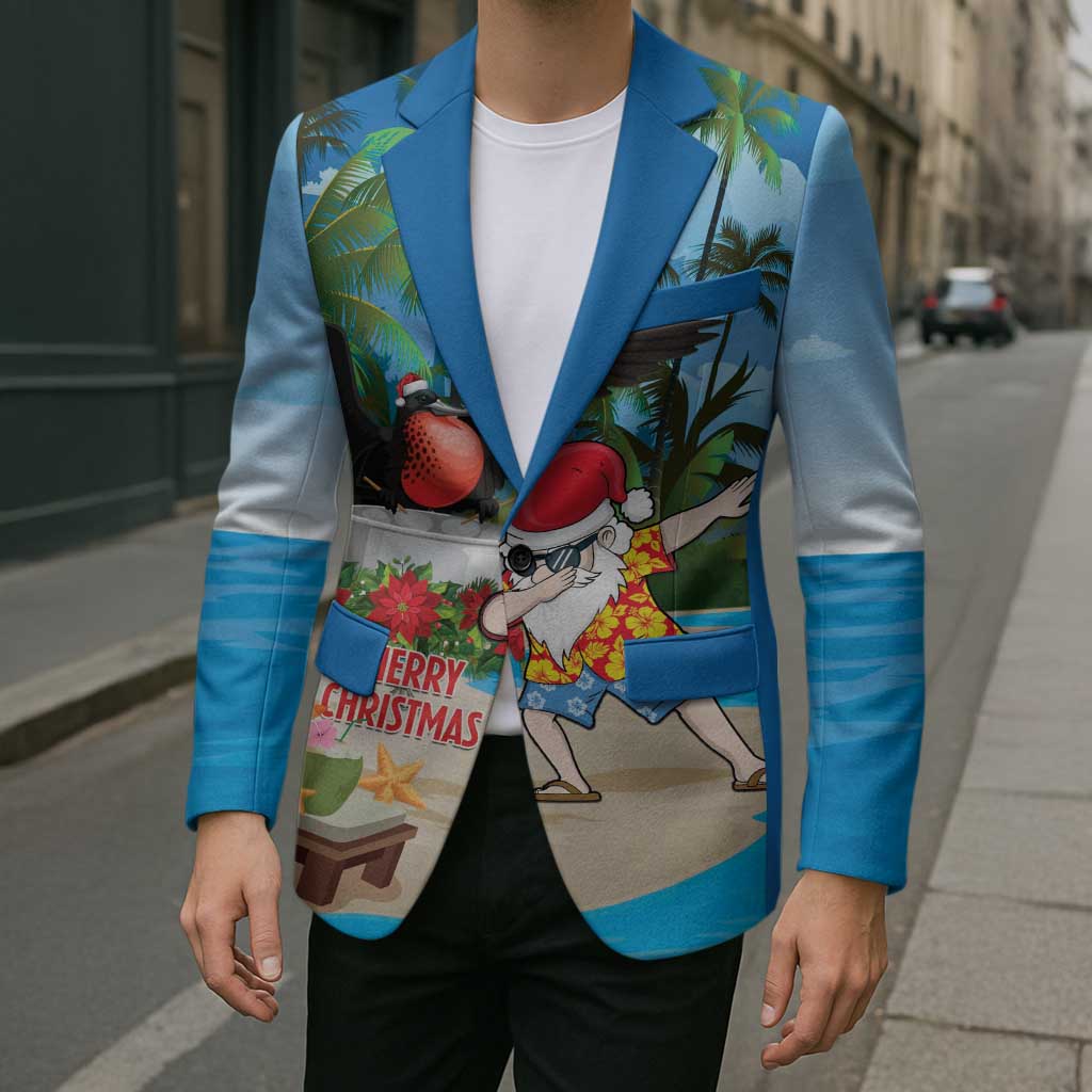 Antigua And Barbuda Christmas Blazer Magnificent Frigatebird Dabbing Santa - Wonder Print Shop