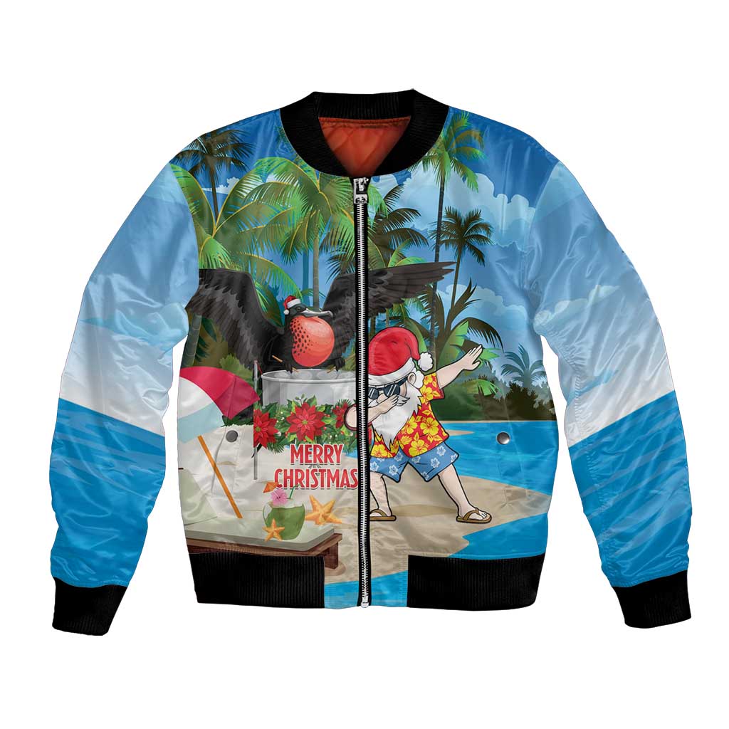 Antigua And Barbuda Christmas Bomber Jacket Magnificent Frigatebird Dabbing Santa - Wonder Print Shop