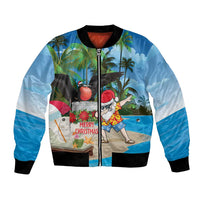 Antigua And Barbuda Christmas Bomber Jacket Magnificent Frigatebird Dabbing Santa - Wonder Print Shop