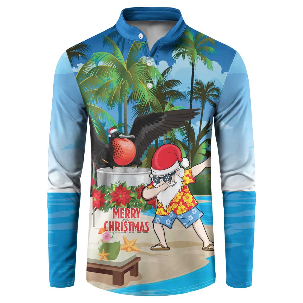 Antigua And Barbuda Christmas Button Sweatshirt Magnificent Frigatebird Dabbing Santa - Wonder Print Shop