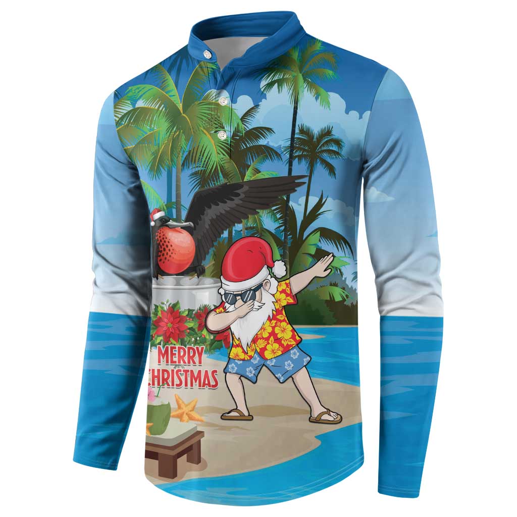 Antigua And Barbuda Christmas Button Sweatshirt Magnificent Frigatebird Dabbing Santa - Wonder Print Shop