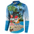 Antigua And Barbuda Christmas Button Sweatshirt Magnificent Frigatebird Dabbing Santa - Wonder Print Shop