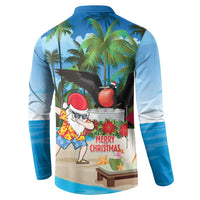Antigua And Barbuda Christmas Button Sweatshirt Magnificent Frigatebird Dabbing Santa - Wonder Print Shop