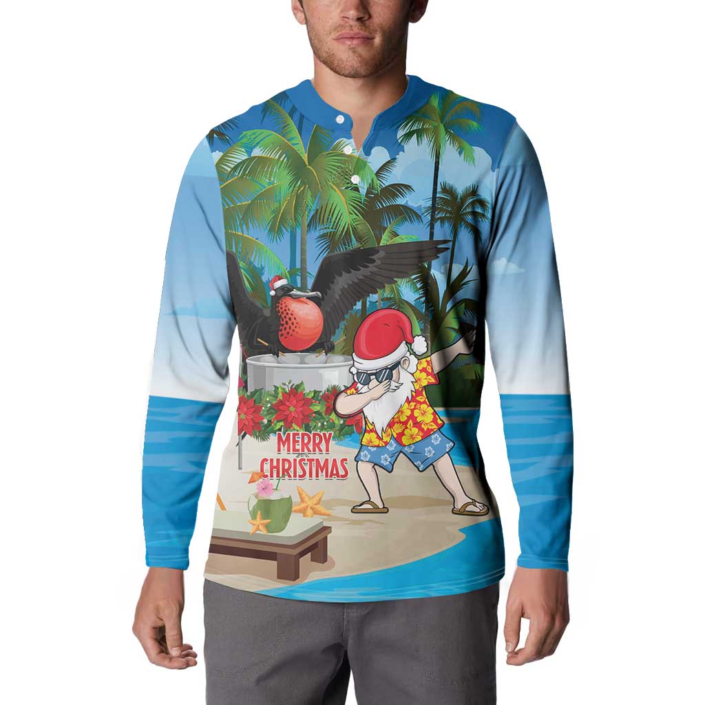 Antigua And Barbuda Christmas Button Sweatshirt Magnificent Frigatebird Dabbing Santa - Wonder Print Shop