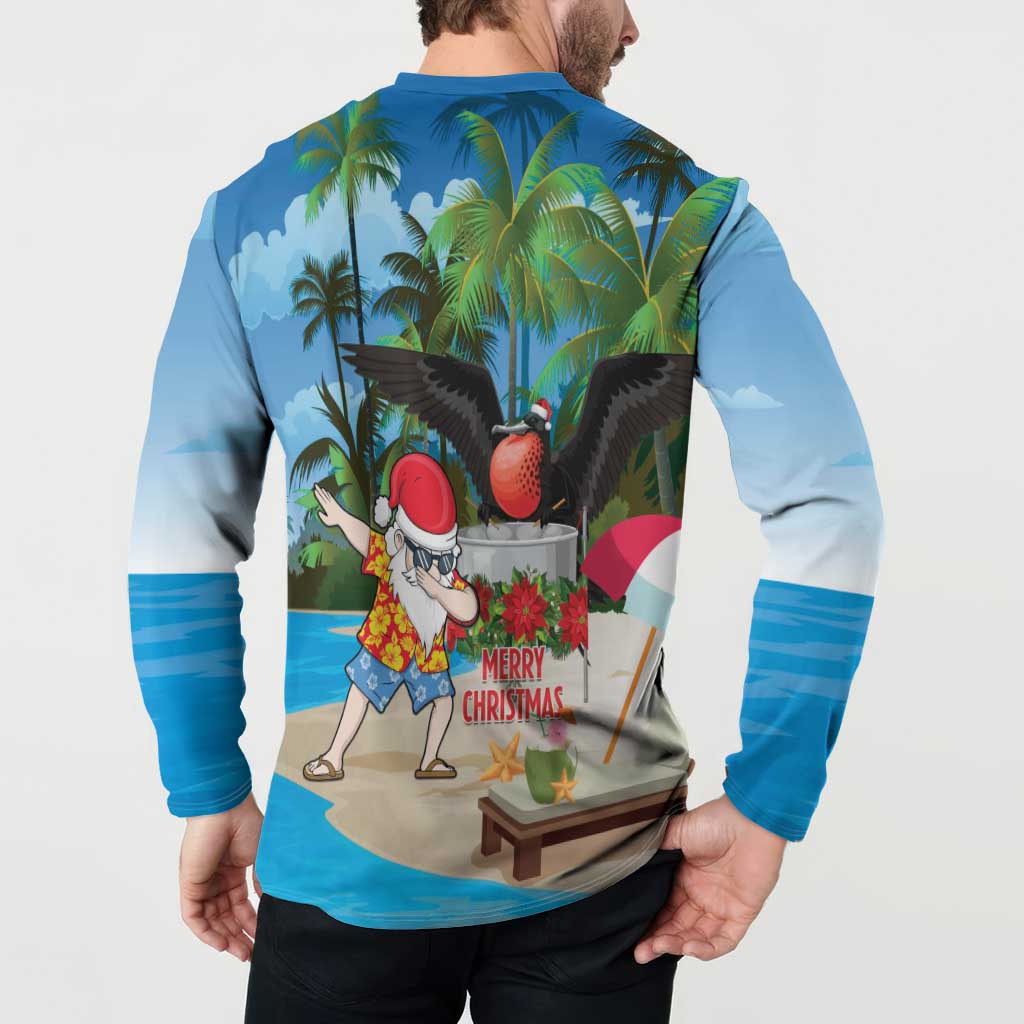 Antigua And Barbuda Christmas Button Sweatshirt Magnificent Frigatebird Dabbing Santa - Wonder Print Shop