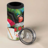 Antigua And Barbuda Christmas 4 in 1 Can Cooler Tumbler Magnificent Frigatebird Dabbing Santa - Wonder Print Shop
