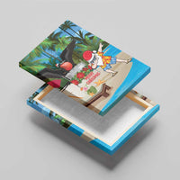 Antigua And Barbuda Christmas Canvas Wall Art Magnificent Frigatebird Dabbing Santa - Wonder Print Shop