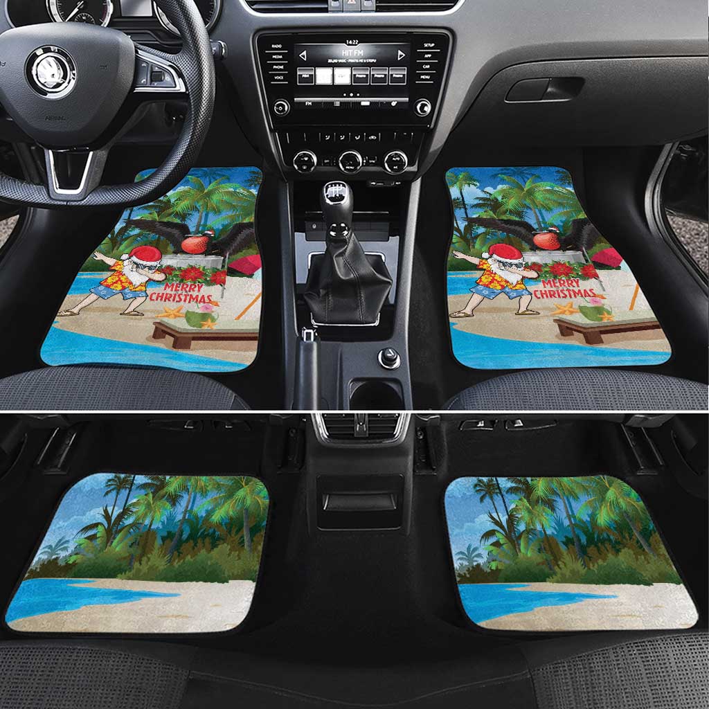 Antigua And Barbuda Christmas Car Mats Magnificent Frigatebird Dabbing Santa - Wonder Print Shop