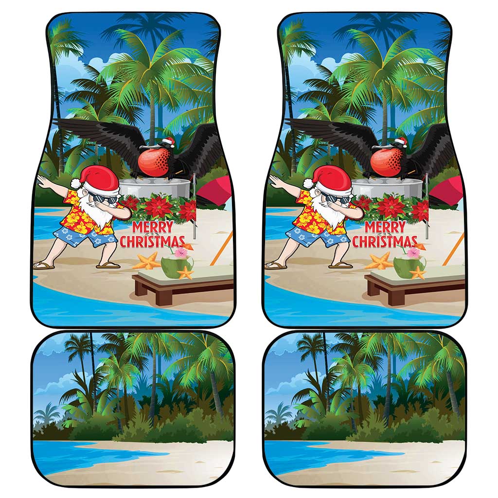 Antigua And Barbuda Christmas Car Mats Magnificent Frigatebird Dabbing Santa - Wonder Print Shop