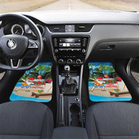 Antigua And Barbuda Christmas Car Mats Magnificent Frigatebird Dabbing Santa - Wonder Print Shop