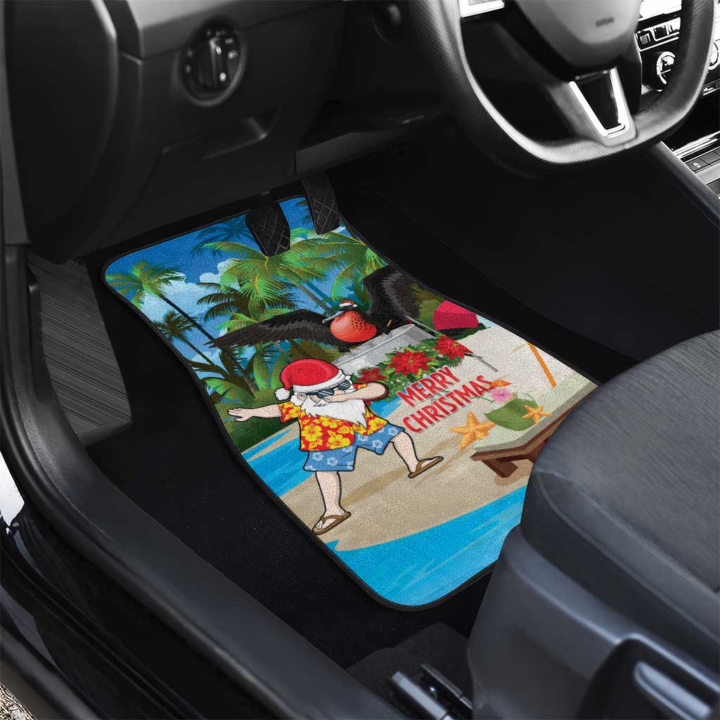 Antigua And Barbuda Christmas Car Mats Magnificent Frigatebird Dabbing Santa - Wonder Print Shop