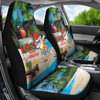 Antigua And Barbuda Christmas Car Seat Cover Magnificent Frigatebird Dabbing Santa - Wonder Print Shop