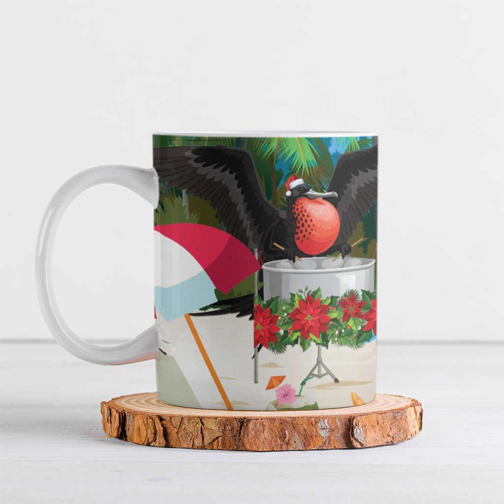 Antigua And Barbuda Christmas Ceramic Mug Magnificent Frigatebird Dabbing Santa - Wonder Print Shop