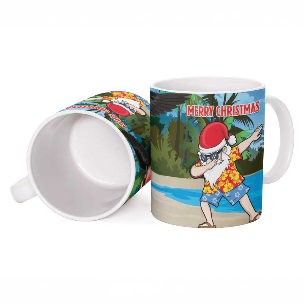 Antigua And Barbuda Christmas Ceramic Mug Magnificent Frigatebird Dabbing Santa - Wonder Print Shop