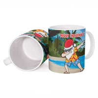 Antigua And Barbuda Christmas Ceramic Mug Magnificent Frigatebird Dabbing Santa - Wonder Print Shop