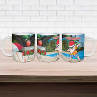 Antigua And Barbuda Christmas Ceramic Mug Magnificent Frigatebird Dabbing Santa - Wonder Print Shop