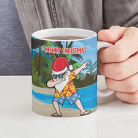 Antigua And Barbuda Christmas Ceramic Mug Magnificent Frigatebird Dabbing Santa - Wonder Print Shop