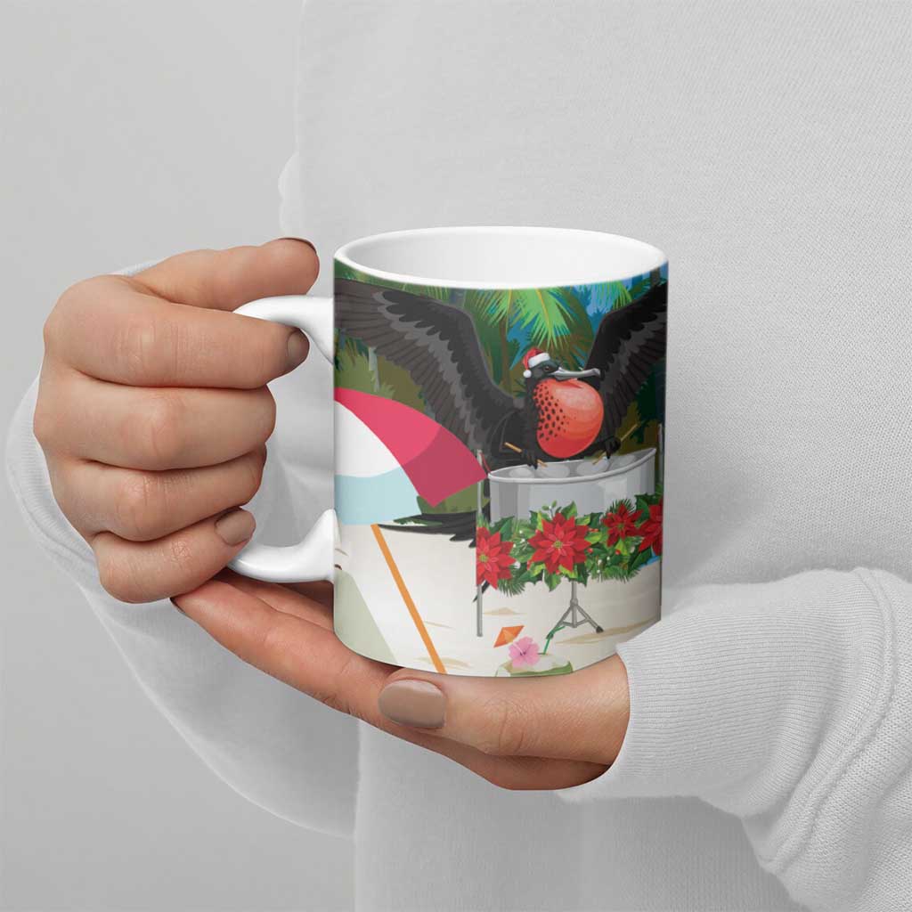 Antigua And Barbuda Christmas Ceramic Mug Magnificent Frigatebird Dabbing Santa - Wonder Print Shop