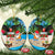 Antigua And Barbuda Christmas Ceramic Ornament Magnificent Frigatebird Dabbing Santa - Wonder Print Shop