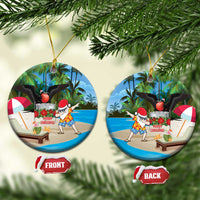 Antigua And Barbuda Christmas Ceramic Ornament Magnificent Frigatebird Dabbing Santa - Wonder Print Shop