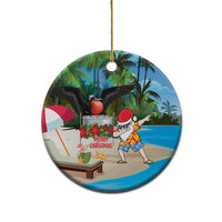 Antigua And Barbuda Christmas Ceramic Ornament Magnificent Frigatebird Dabbing Santa - Wonder Print Shop