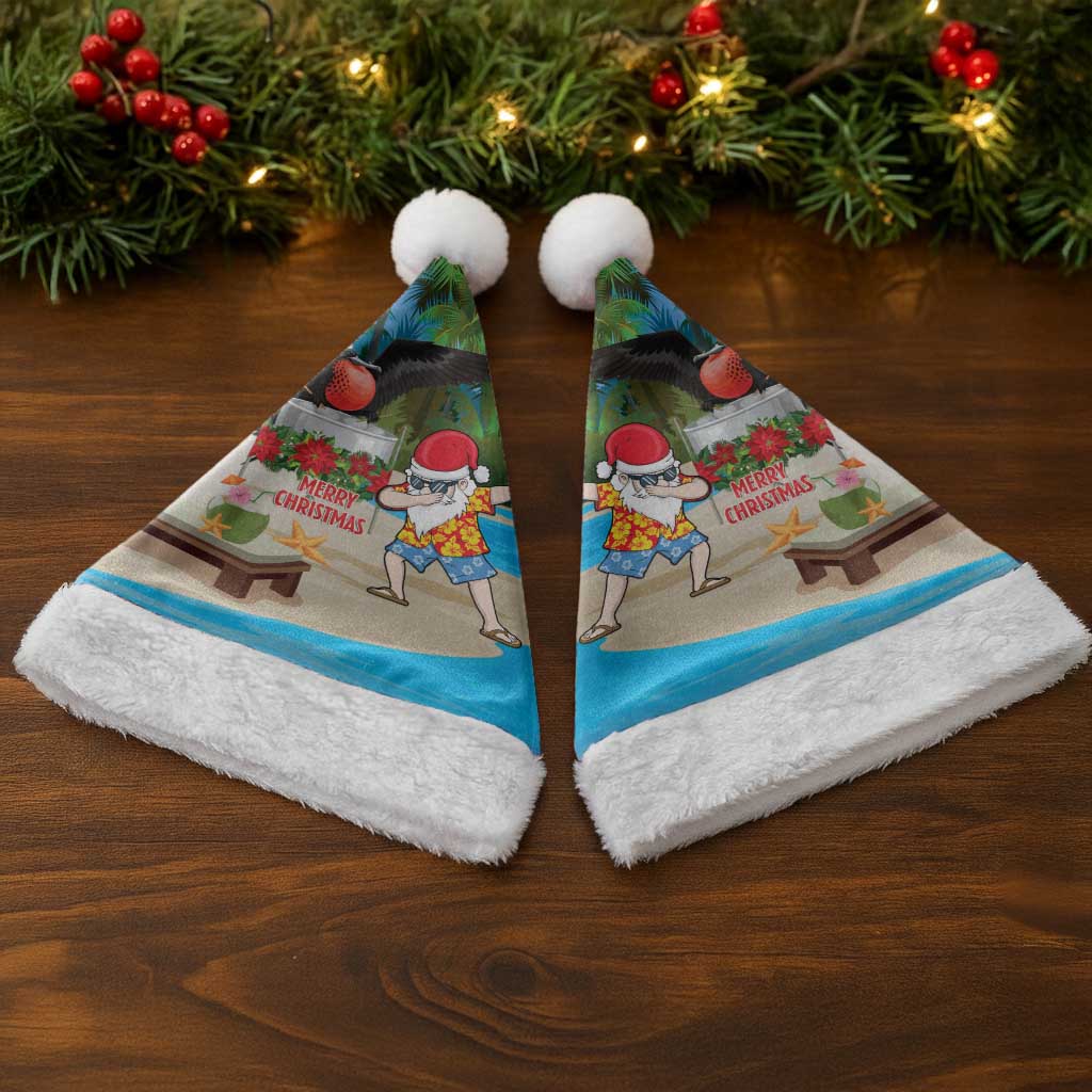 Antigua And Barbuda Christmas Santa Hat Magnificent Frigatebird Dabbing Santa - Wonder Print Shop