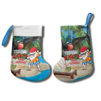 Antigua And Barbuda Christmas Stocking Magnificent Frigatebird Dabbing Santa - Wonder Print Shop