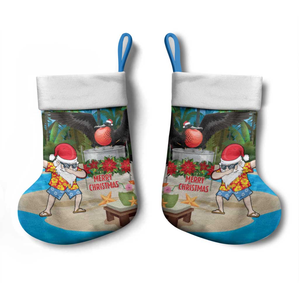 Antigua And Barbuda Christmas Stocking Magnificent Frigatebird Dabbing Santa - Wonder Print Shop