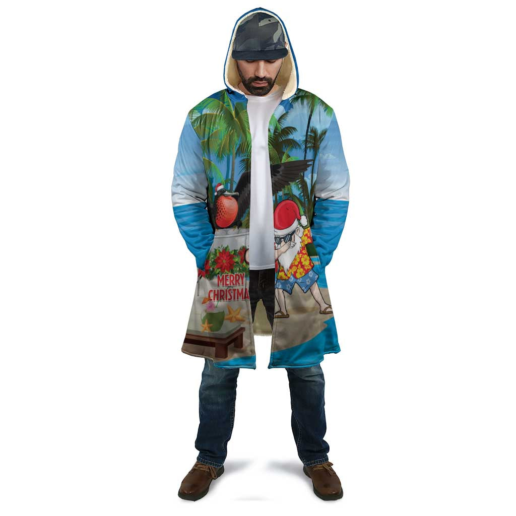 Antigua And Barbuda Christmas Cloak Magnificent Frigatebird Dabbing Santa - Wonder Print Shop