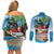 Antigua And Barbuda Christmas Couples Matching Off Shoulder Short Dress and Long Sleeve Button Shirt Magnificent Frigatebird Dabbing Santa - Wonder Print Shop