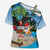 Antigua And Barbuda Christmas Cross Shoulder Shirt Magnificent Frigatebird Dabbing Santa - Wonder Print Shop