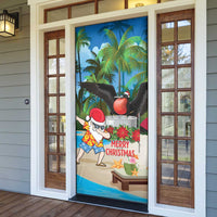 Antigua And Barbuda Christmas Door Cover Magnificent Frigatebird Dabbing Santa - Wonder Print Shop