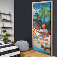 Antigua And Barbuda Christmas Door Cover Magnificent Frigatebird Dabbing Santa - Wonder Print Shop