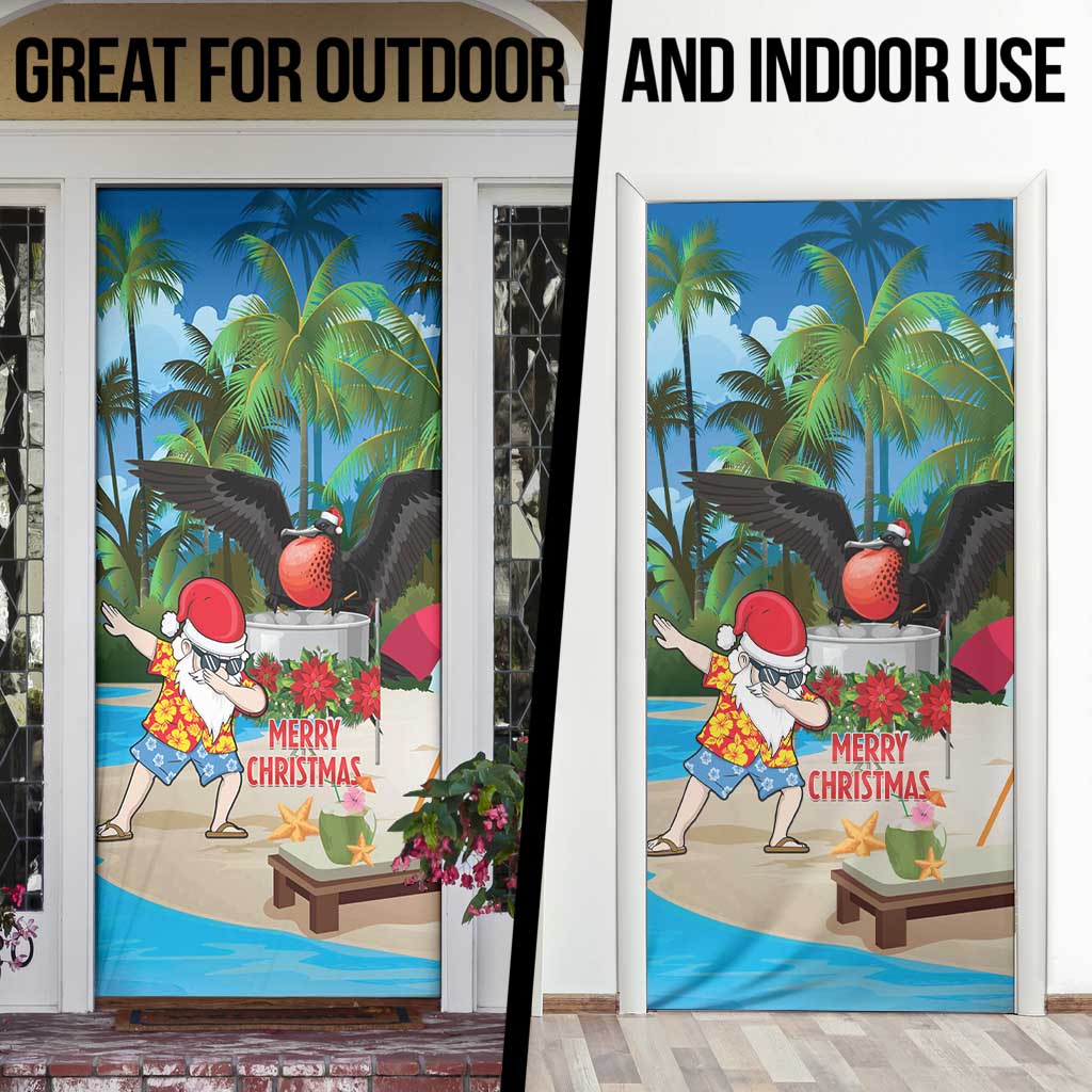 Antigua And Barbuda Christmas Door Cover Magnificent Frigatebird Dabbing Santa - Wonder Print Shop