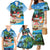 Antigua And Barbuda Christmas Family Matching Mermaid Dress and Hawaiian Shirt Magnificent Frigatebird Dabbing Santa - Wonder Print Shop