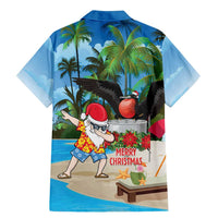 Antigua And Barbuda Christmas Family Matching Mermaid Dress and Hawaiian Shirt Magnificent Frigatebird Dabbing Santa - Wonder Print Shop
