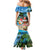 Antigua And Barbuda Christmas Family Matching Mermaid Dress and Hawaiian Shirt Magnificent Frigatebird Dabbing Santa - Wonder Print Shop