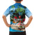 Antigua And Barbuda Christmas Family Matching Off The Shoulder Long Sleeve Dress and Hawaiian Shirt Magnificent Frigatebird Dabbing Santa - Wonder Print Shop