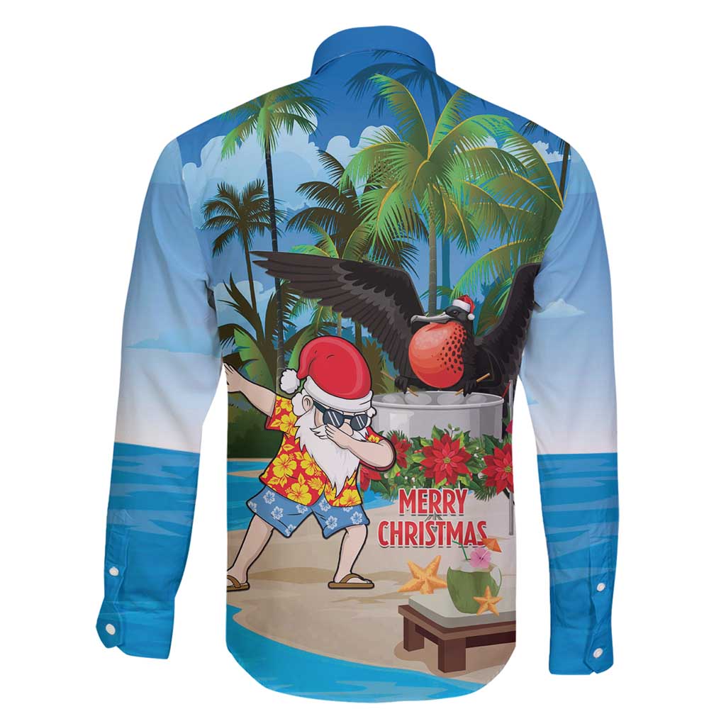 Antigua And Barbuda Christmas Family Matching Off Shoulder Maxi Dress and Hawaiian Shirt Magnificent Frigatebird Dabbing Santa - Wonder Print Shop