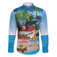 Antigua And Barbuda Christmas Family Matching Short Sleeve Bodycon Dress and Hawaiian Shirt Magnificent Frigatebird Dabbing Santa - Wonder Print Shop