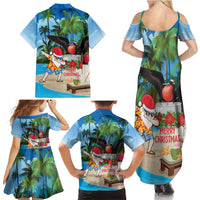 Antigua And Barbuda Christmas Family Matching Summer Maxi Dress and Hawaiian Shirt Magnificent Frigatebird Dabbing Santa - Wonder Print Shop