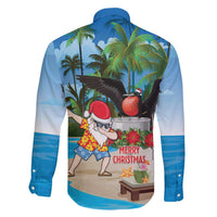 Antigua And Barbuda Christmas Family Matching Tank Maxi Dress and Hawaiian Shirt Magnificent Frigatebird Dabbing Santa - Wonder Print Shop