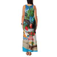 Antigua And Barbuda Christmas Family Matching Tank Maxi Dress and Hawaiian Shirt Magnificent Frigatebird Dabbing Santa - Wonder Print Shop