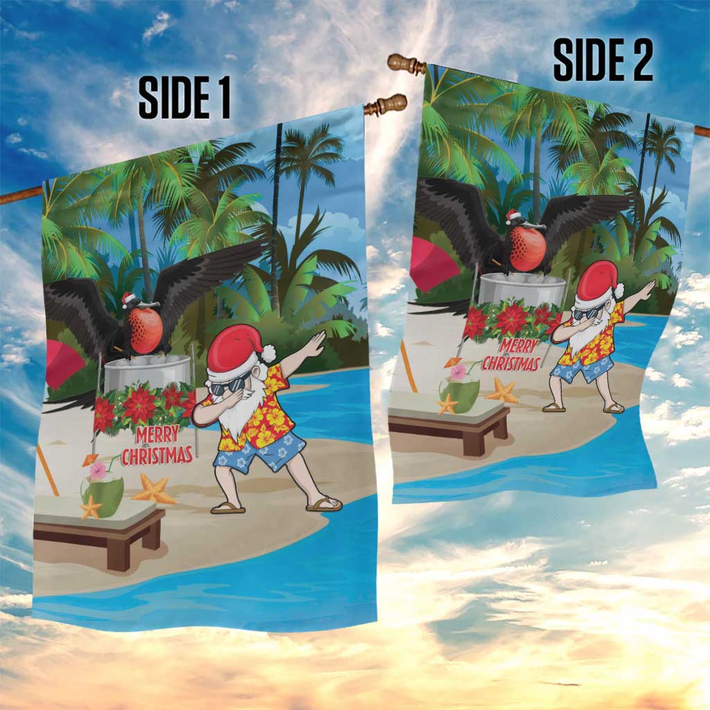 Antigua And Barbuda Christmas Garden Flag Magnificent Frigatebird Dabbing Santa - Wonder Print Shop