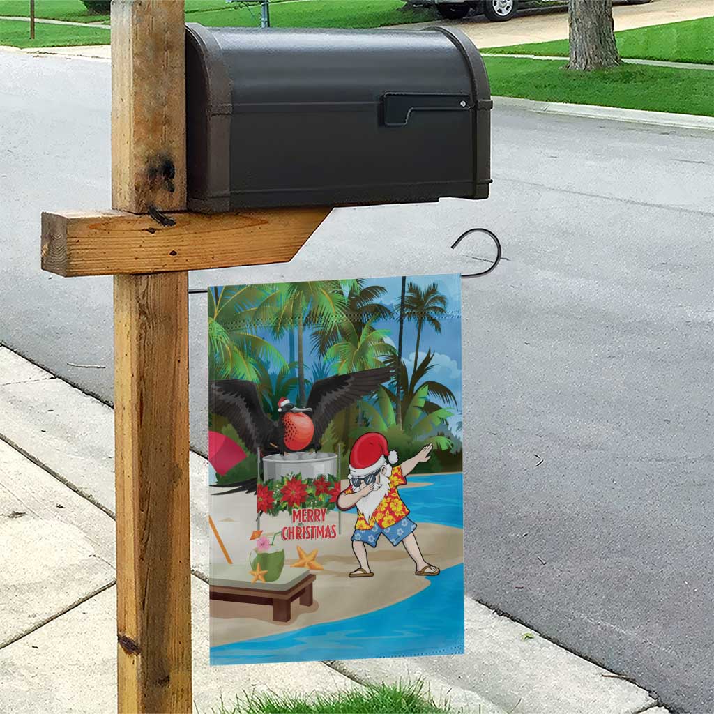 Antigua And Barbuda Christmas Garden Flag Magnificent Frigatebird Dabbing Santa - Wonder Print Shop