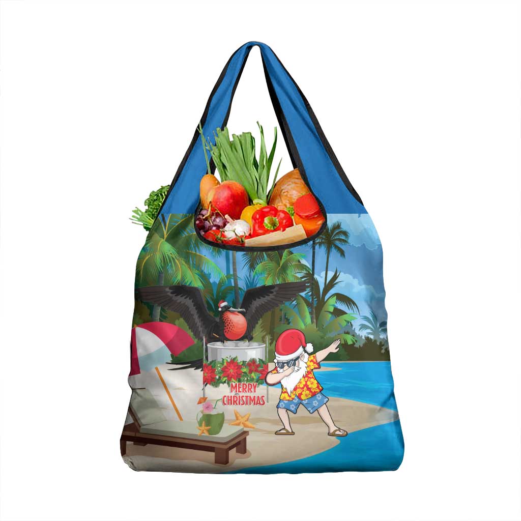 Antigua And Barbuda Christmas Grocery Bag Magnificent Frigatebird Dabbing Santa - Wonder Print Shop