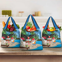 Antigua And Barbuda Christmas Grocery Bag Magnificent Frigatebird Dabbing Santa - Wonder Print Shop